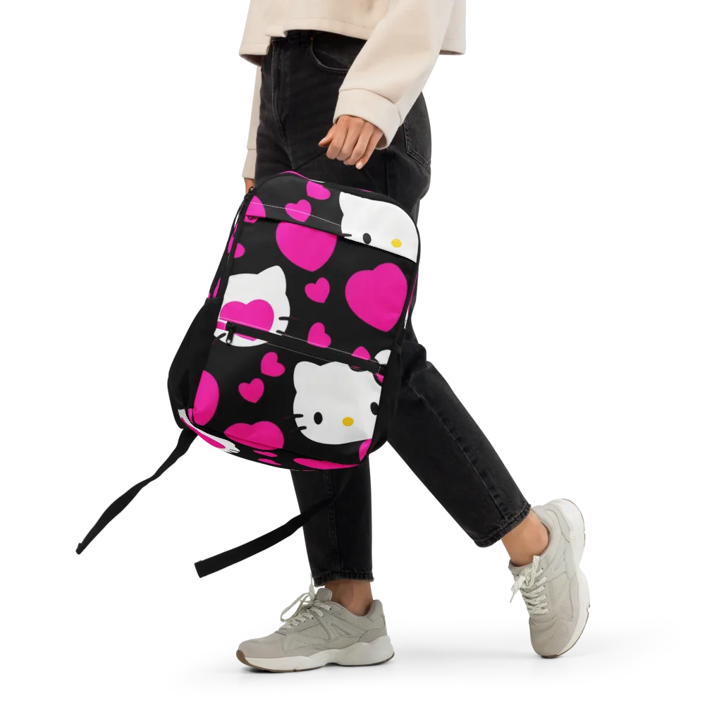 Neon Kitty Hearts on Utility Backpack — Front
