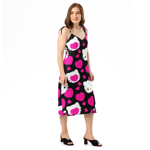 Neon Kitty Hearts on a Slip Dress