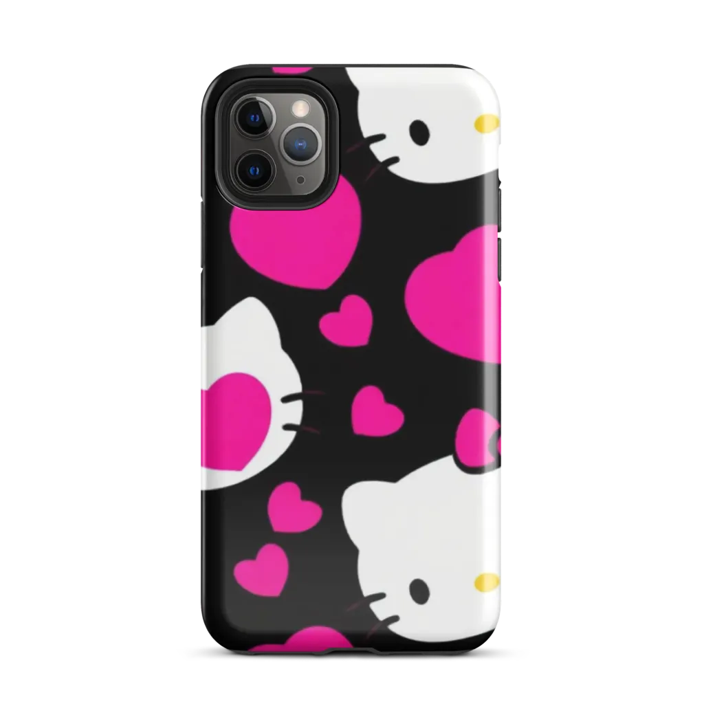Neon Kitty Hearts on Tough Case for iPhone® — Front