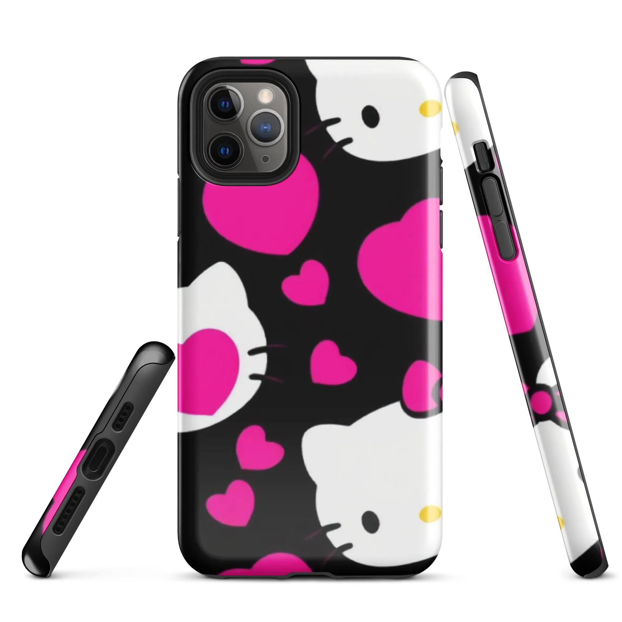 Neon Kitty Hearts on Tough Case for iPhone® — Front