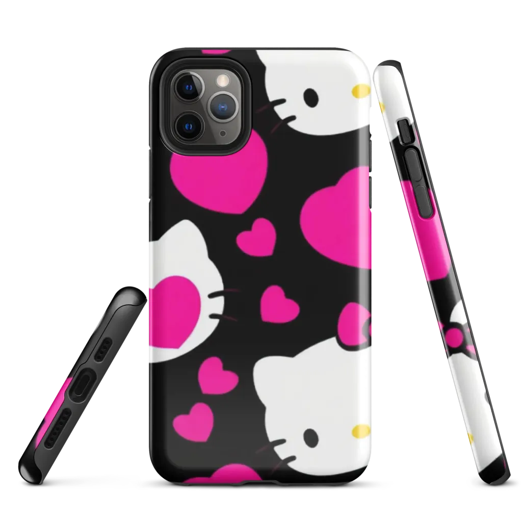 Neon Kitty Hearts on Tough Case for iPhone® — Front