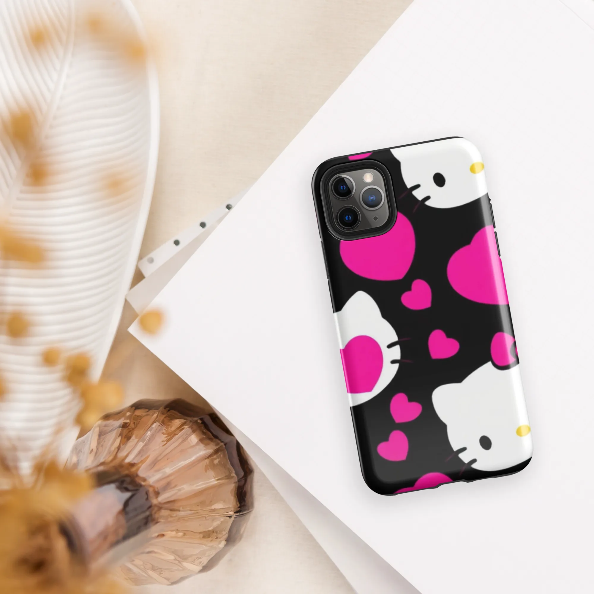 Neon Kitty Hearts on Tough Case for iPhone® — Front