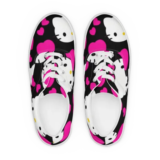 Neon Kitty Hearts on a Men's Lace-Up Canvas Shoes
