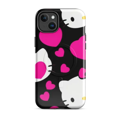 Neon Kitty Hearts on a MagSafe Tough Case for iPhone®