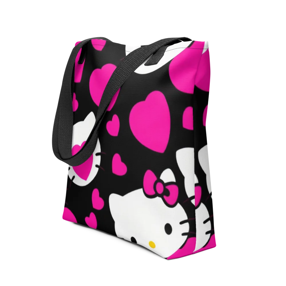 Neon Kitty Hearts on Tote Bag — Front