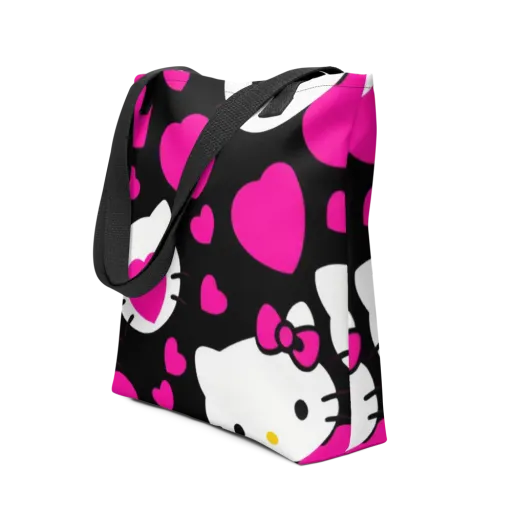 Neon Kitty Hearts on a Tote Bag