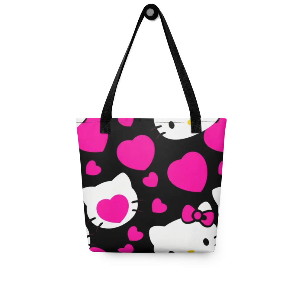 Neon Kitty Hearts on Tote Bag — Front