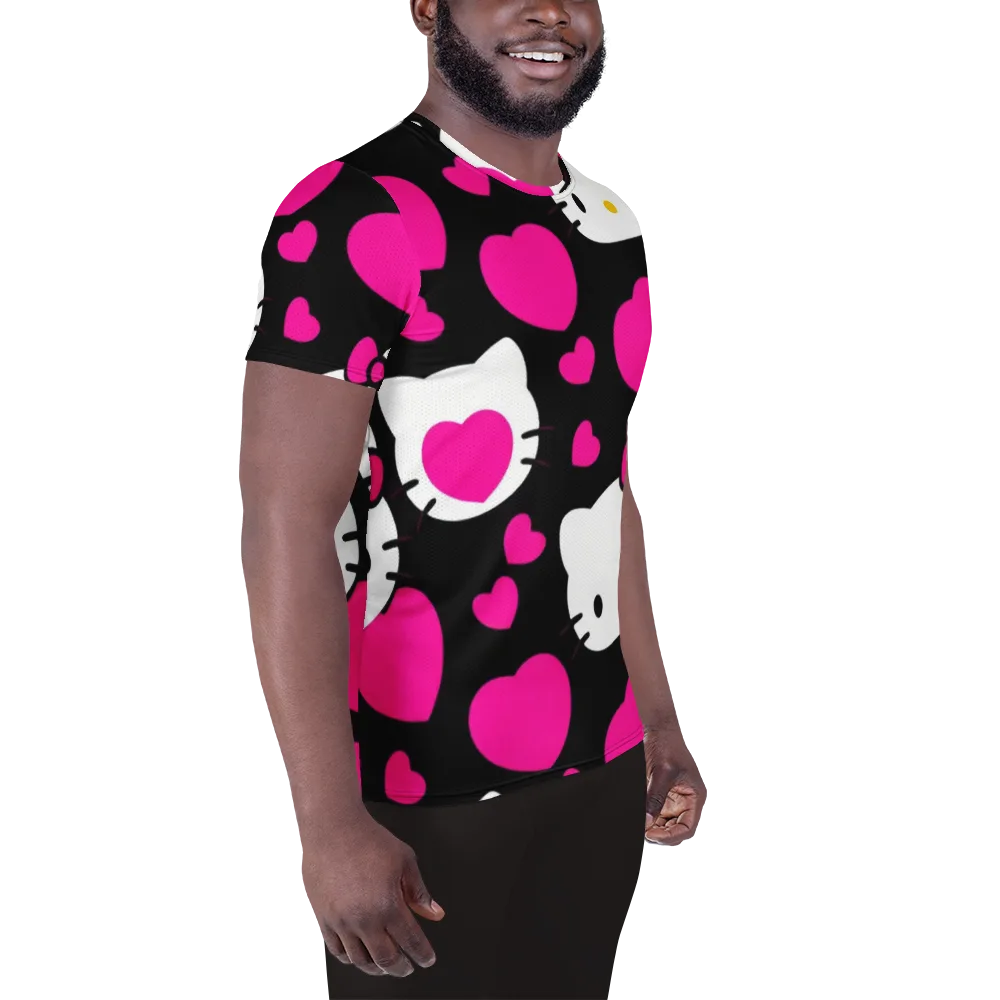 Neon Kitty Hearts on Men's Athletic T-Shirt — Right