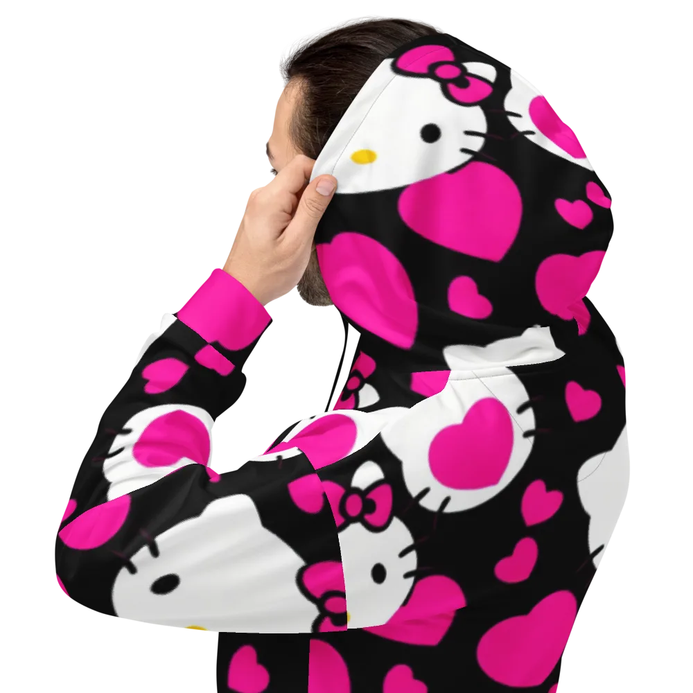 Neon Kitty Hearts on Hoodie — Back