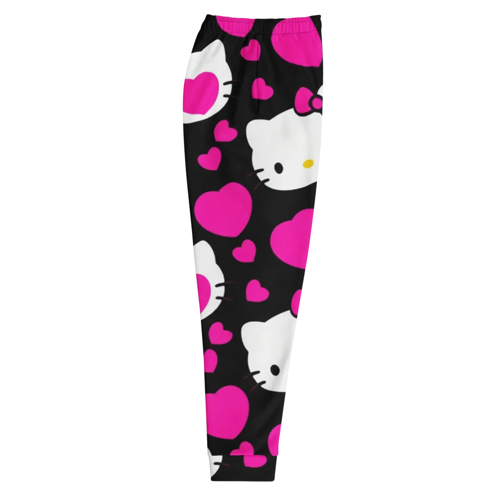 Neon Kitty Hearts on Men's Joggers — Right