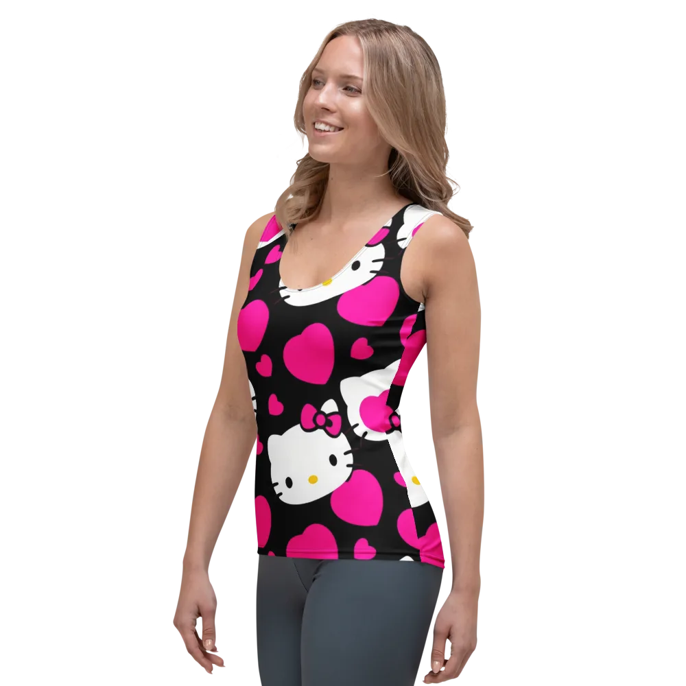 Neon Kitty Hearts on Women's Tank Top — Left Front