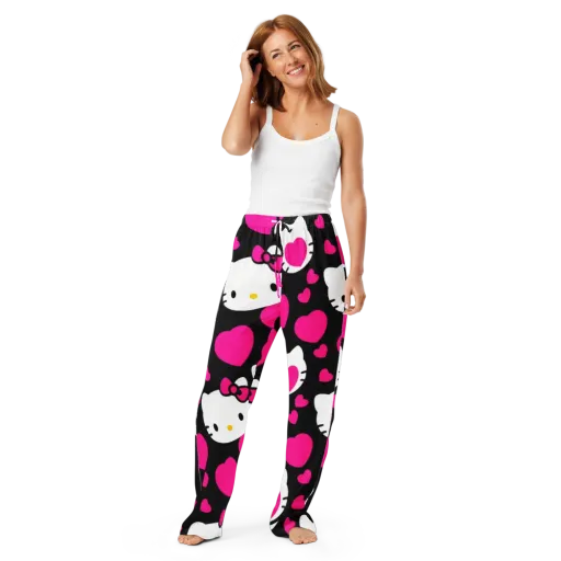 Neon Kitty Hearts on a Women's Pajama Pants