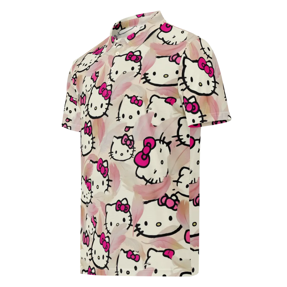 Kawaii Feather Parade on Men's Slim Fit Polo Shirt — Left Front