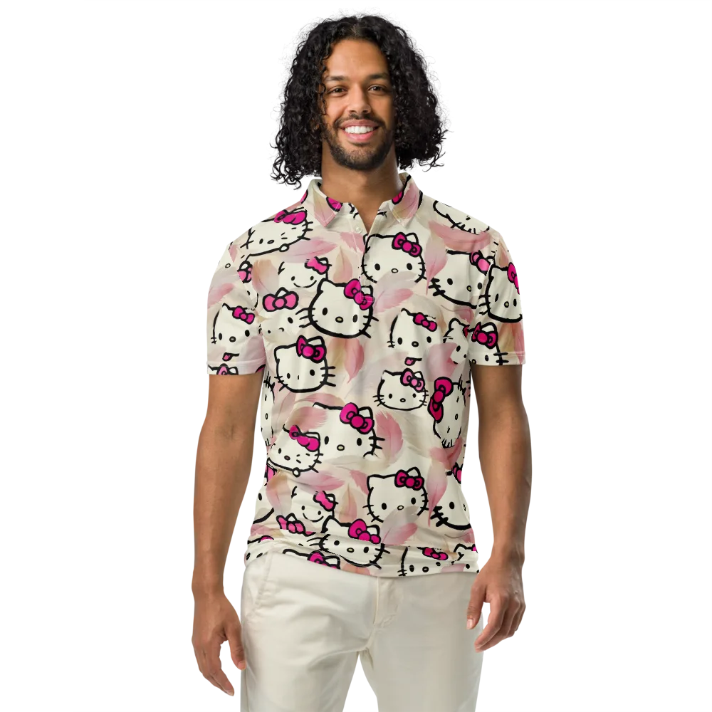 Kawaii Feather Parade on Men's Slim Fit Polo Shirt — Front
