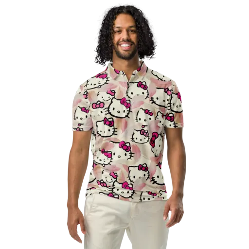 Kawaii Feather Parade on a Men's Slim Fit Polo Shirt