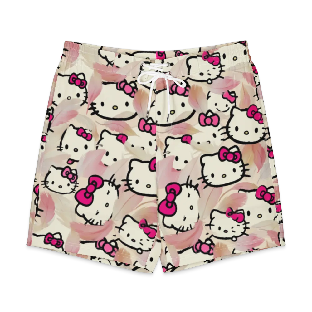 Kawaii Feather Parade on Men's Board Shorts — Front