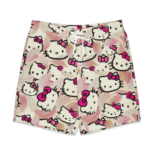 Kawaii Feather Parade on a Men's Board Shorts