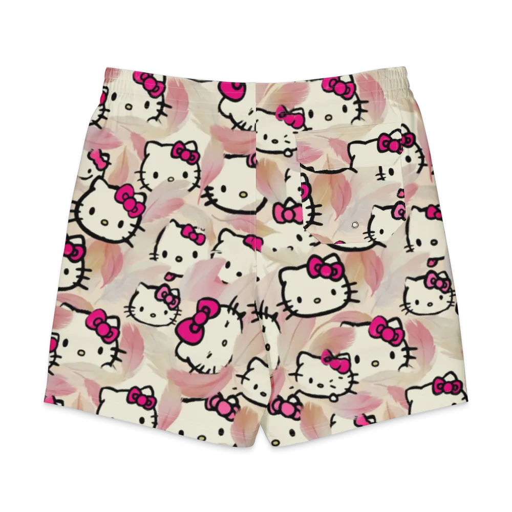 Kawaii Feather Parade on Men's Board Shorts — Back