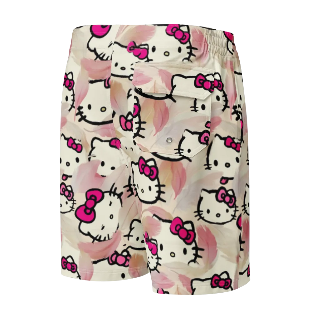 Kawaii Feather Parade on Men's Board Shorts — Back