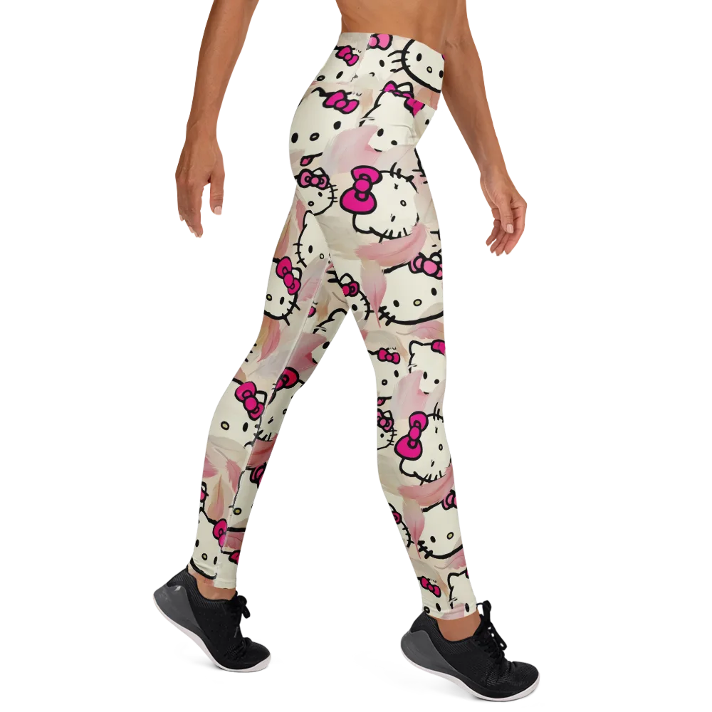 Kawaii Feather Parade on Yoga Leggings — Right