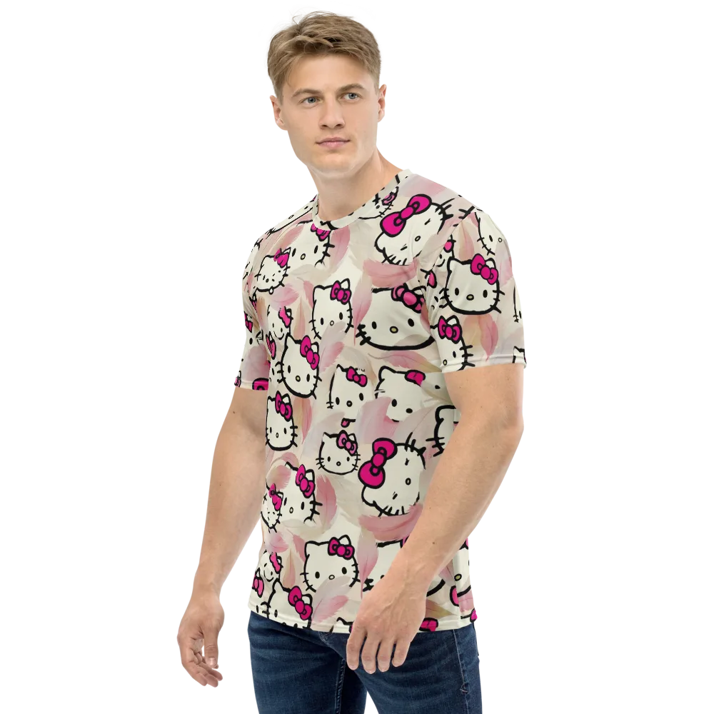 Kawaii Feather Parade on Men's Crew Neck T-Shirt — Left