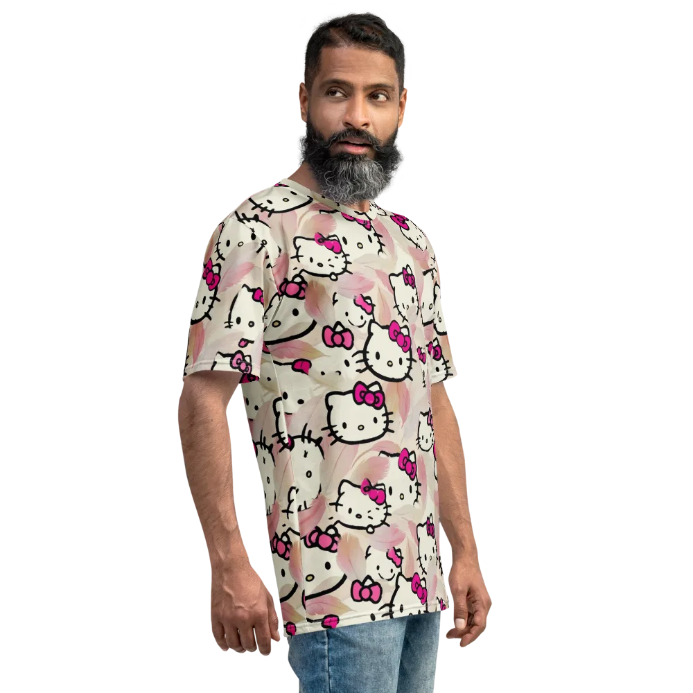 Kawaii Feather Parade on Men's Crew Neck T-Shirt — Right