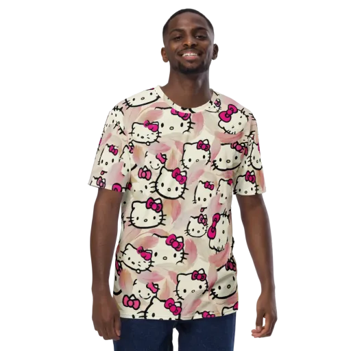 Kawaii Feather Parade on a Men's Crew Neck T-Shirt