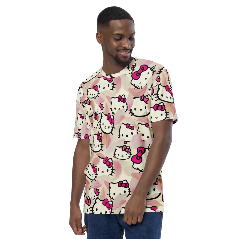 Kawaii Feather Parade on Men's Crew Neck T-Shirt — Left