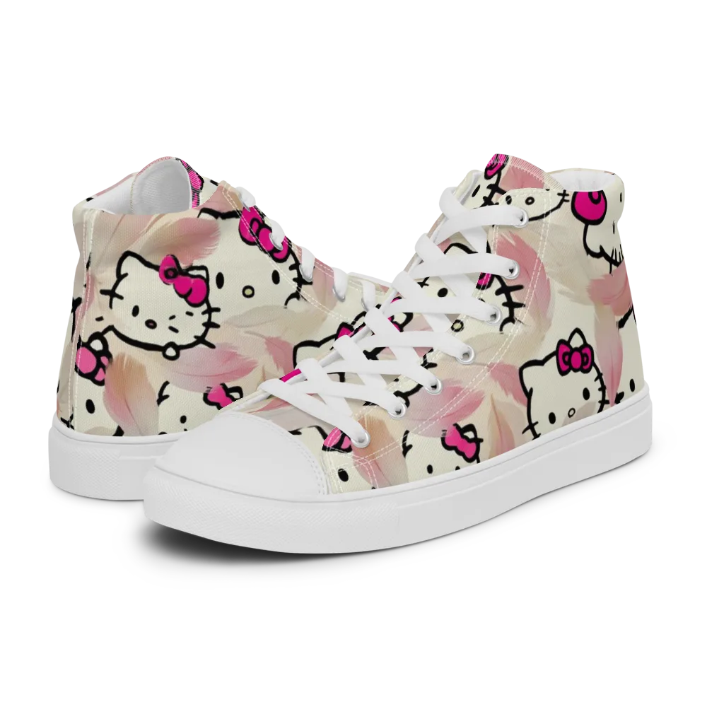Kawaii Feather Parade on Men's High Top Canvas Shoes — Left