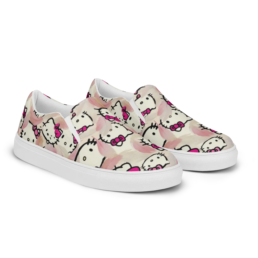 Kawaii Feather Parade on Men's Slip-On Canvas Shoes — Right Front
