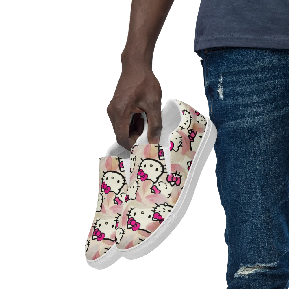 Kawaii Feather Parade on Men's Slip-On Canvas Shoes — Left Front