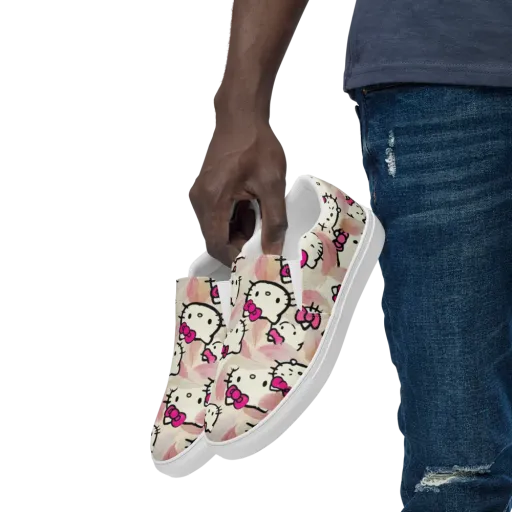 Kawaii Feather Parade on a Men's Slip-On Canvas Shoes