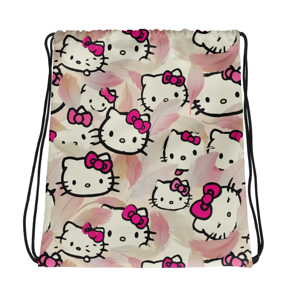 Kawaii Feather Parade on Drawstring Bag — Photo