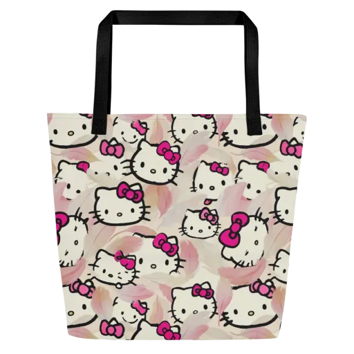 Kawaii Feather Parade on a Large Tote Bag W/ Pocket