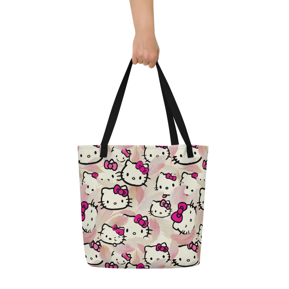 Kawaii Feather Parade on Large Tote Bag W/ Pocket — Front