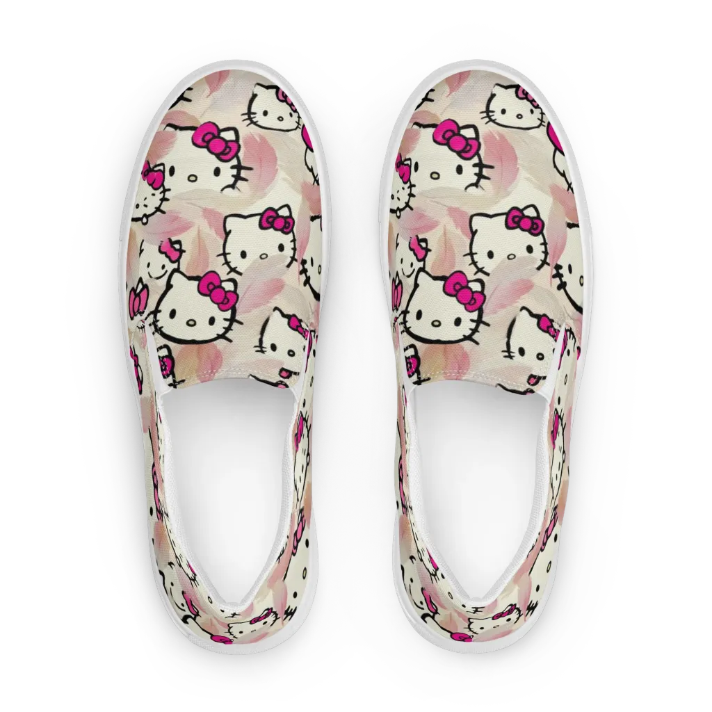 Kawaii Feather Parade on Women's Slip-On Canvas Shoes — Front