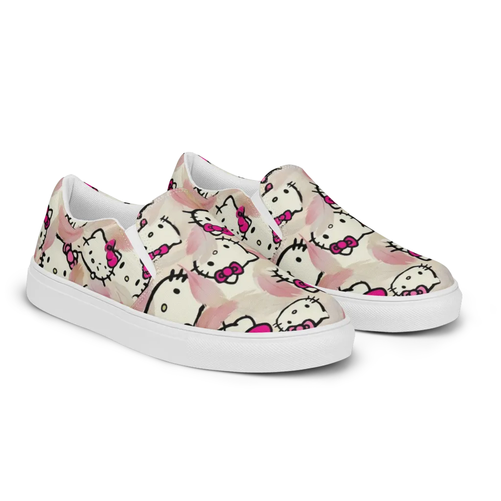 Kawaii Feather Parade on Women's Slip-On Canvas Shoes — Right Front