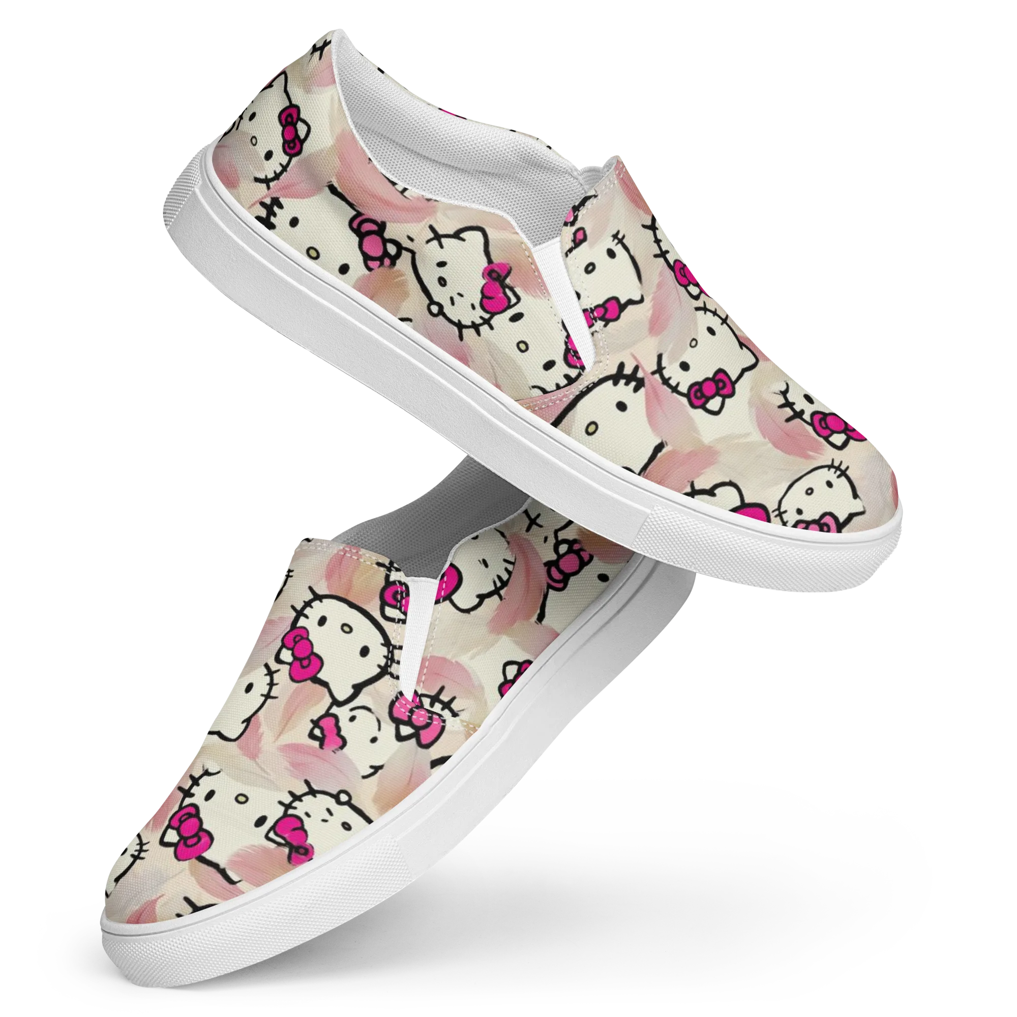 Kawaii Feather Parade on Women's Slip-On Canvas Shoes — Front