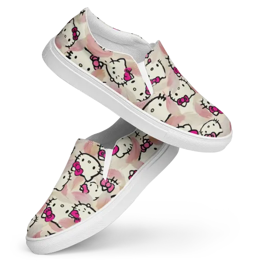 Kawaii Feather Parade on a Women's Slip-On Canvas Shoes