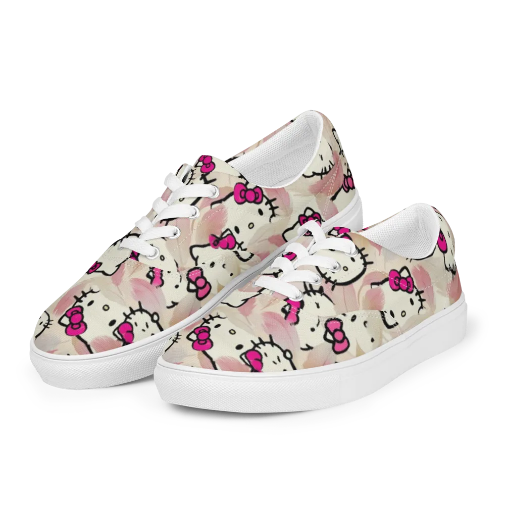 Kawaii Feather Parade on Men's Lace-Up Canvas Shoes — Left Front