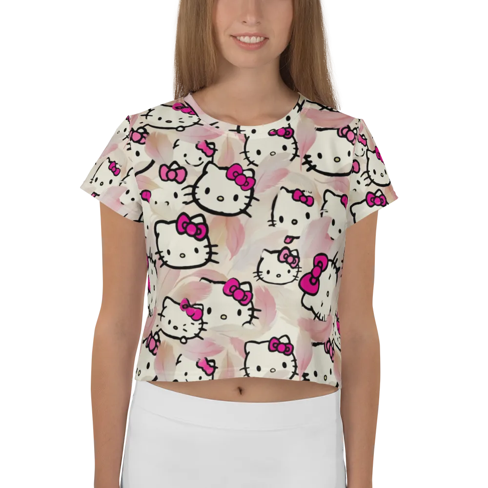 Kawaii Feather Parade on Crop Tee — Front
