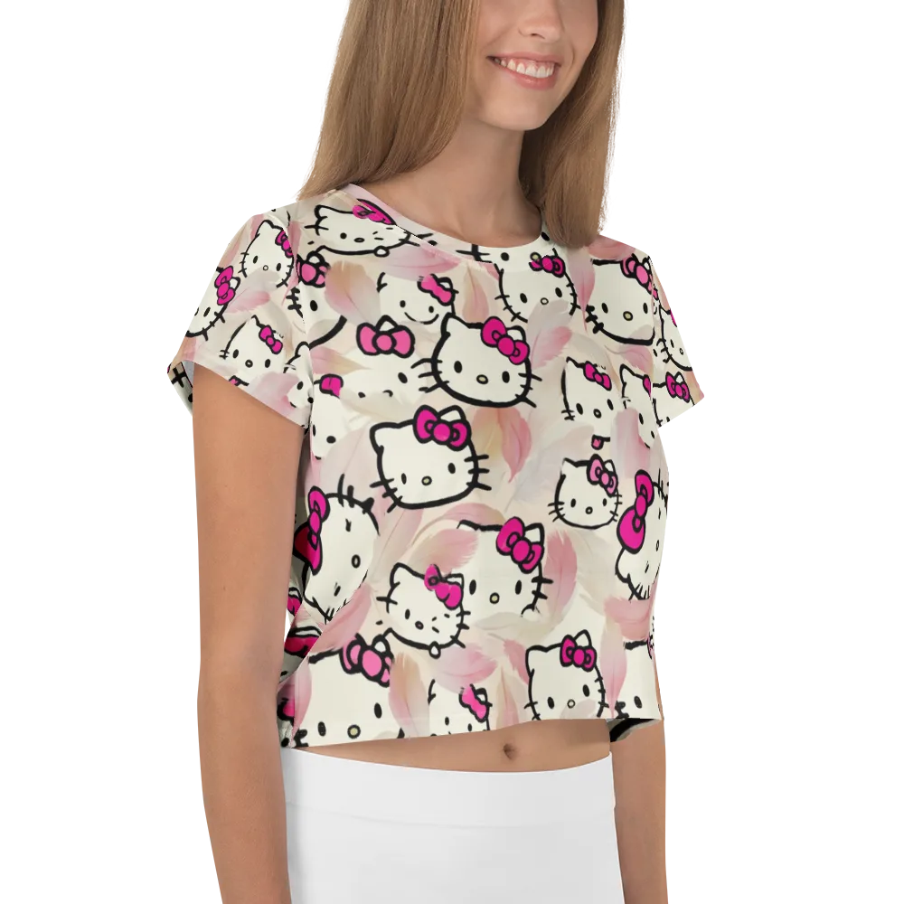 Kawaii Feather Parade on Crop Tee — Right
