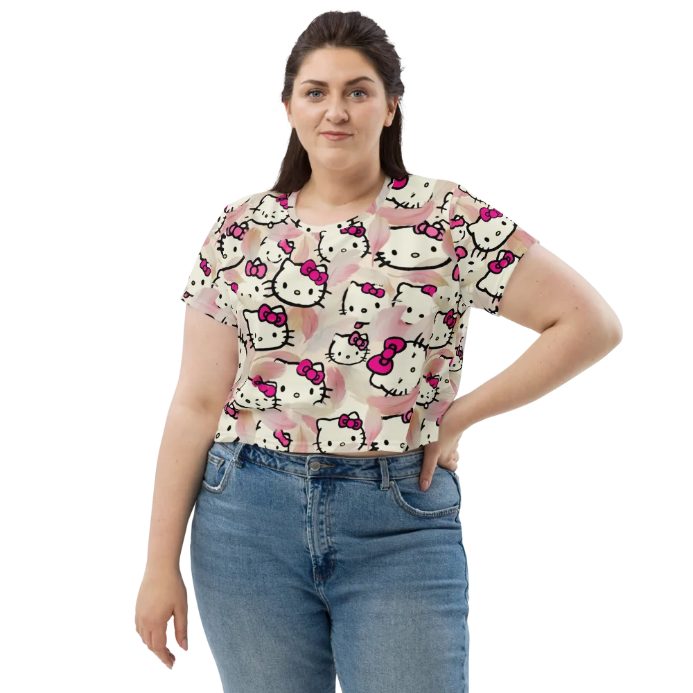 Kawaii Feather Parade on Crop Tee — Front