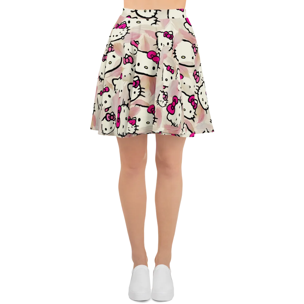 Kawaii Feather Parade on Skater Skirt — Front