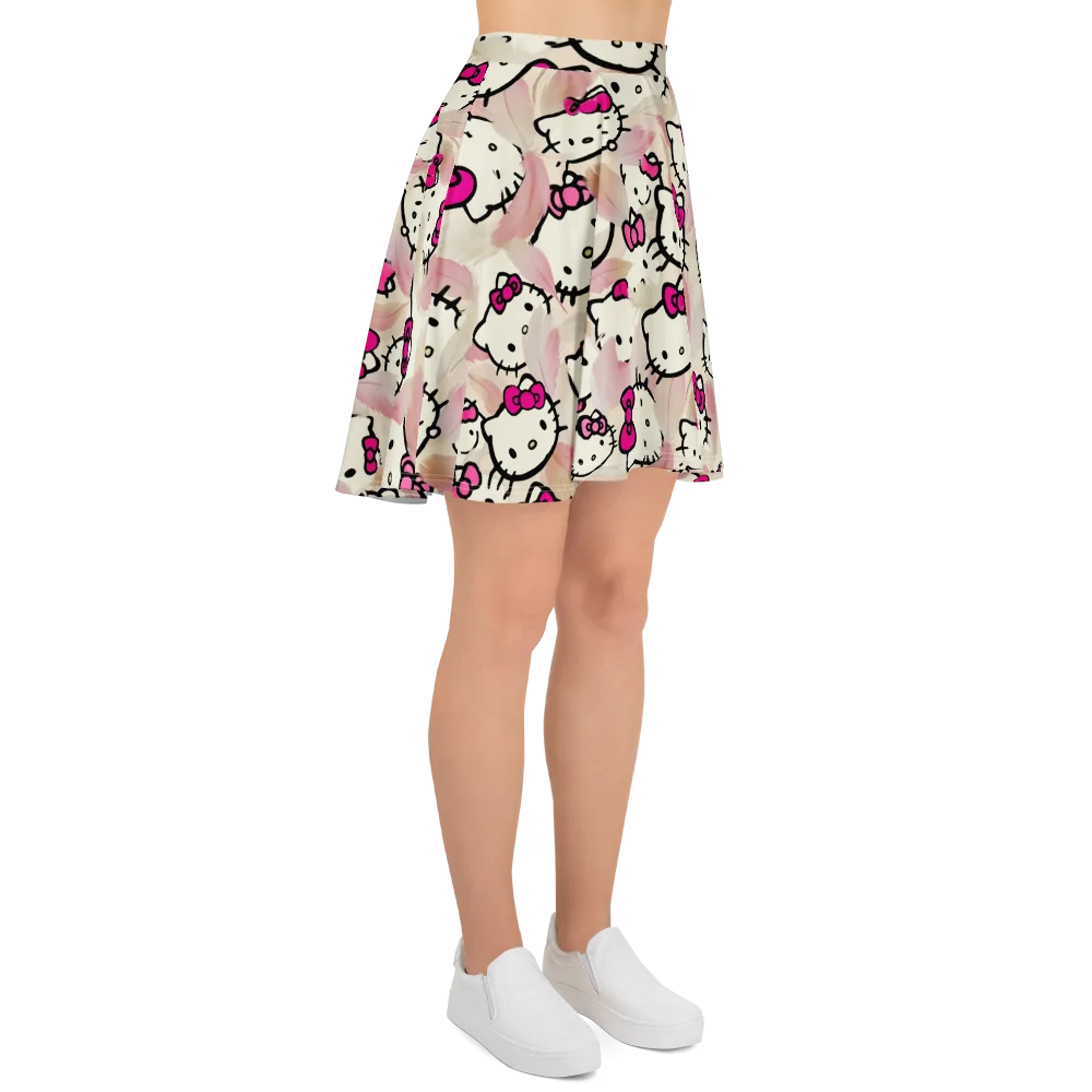 Kawaii Feather Parade on Skater Skirt — Right