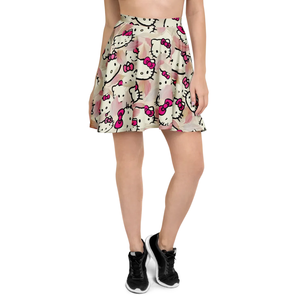 Kawaii Feather Parade on Skater Skirt — Front