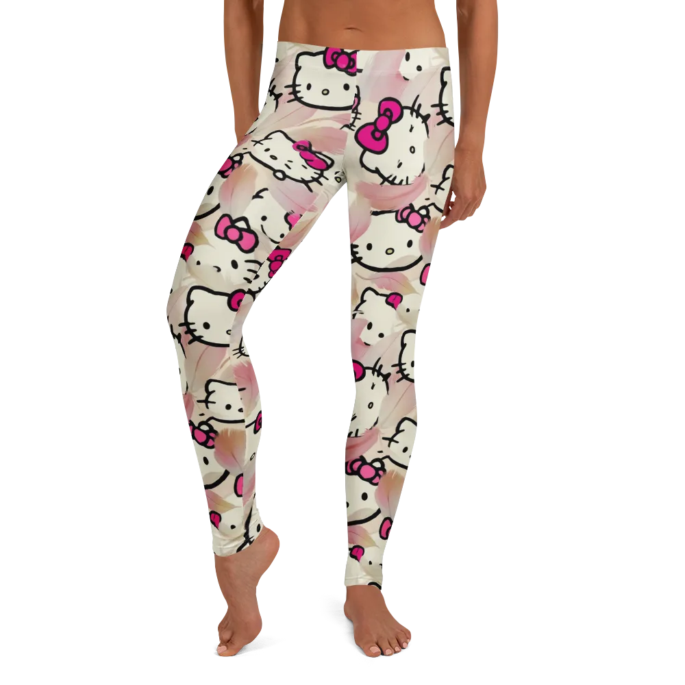 Kawaii Feather Parade on Leggings — Front
