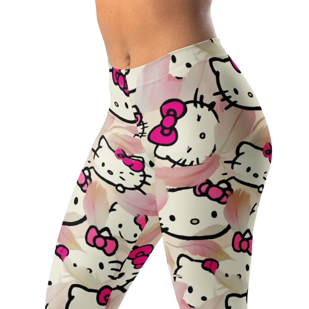 Kawaii Feather Parade on Leggings — Left Front