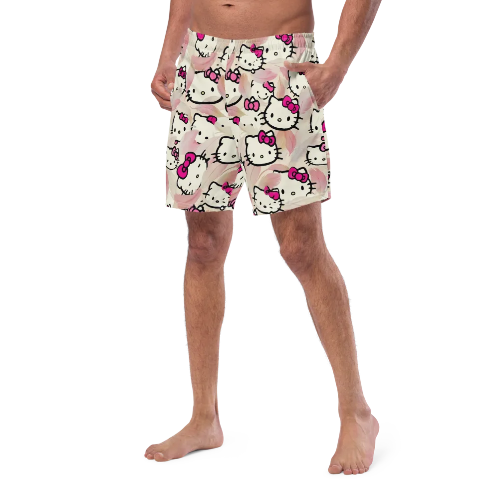 Kawaii Feather Parade on Swim Trunks — Left Front