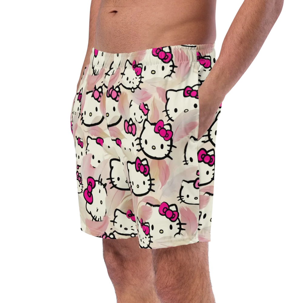 Kawaii Feather Parade on Swim Trunks — Left Front